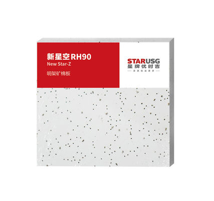 Materiais de decoração de interiores Painel de lã mineral para escritório à prova de ruído Tecto 600 * 600